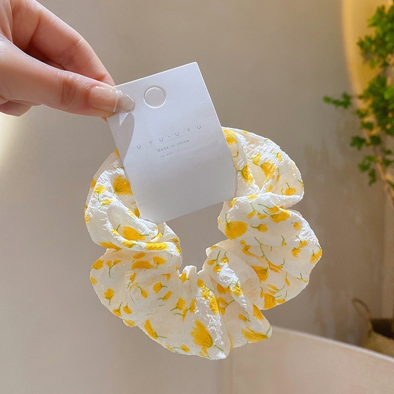 Women Spring Summer Cloth Hair Scrunchie Tie Romantic Polka Dot Lace