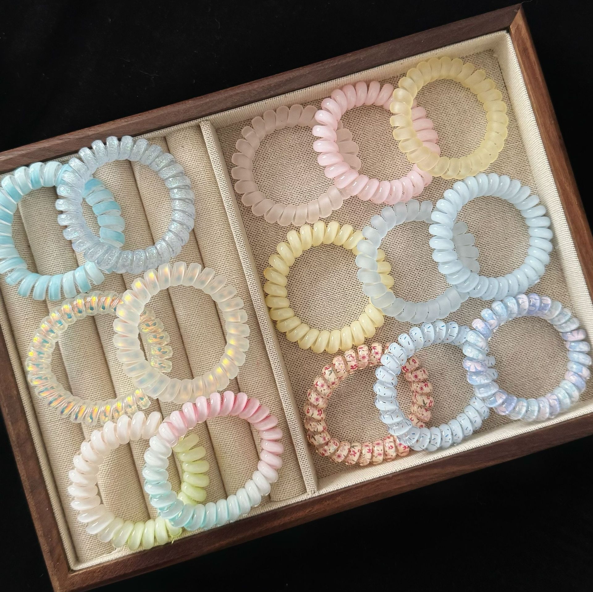 Girls Simple Telephone Cord Ponytail Hair Ties Summer Fresh Jelly Color