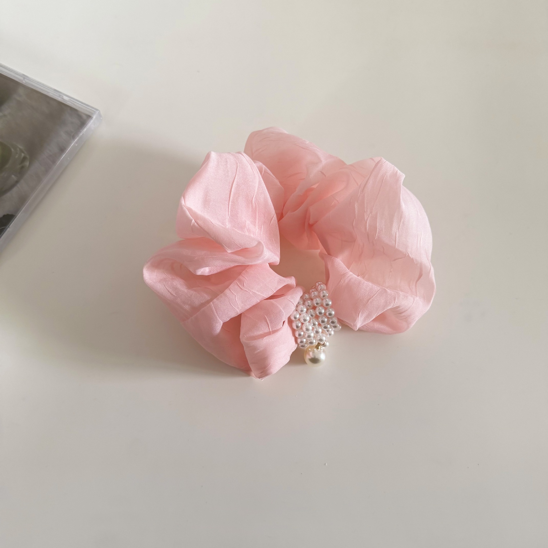 Women's French Soft Gauze Hair Tie For Daily Wear Black Pearl