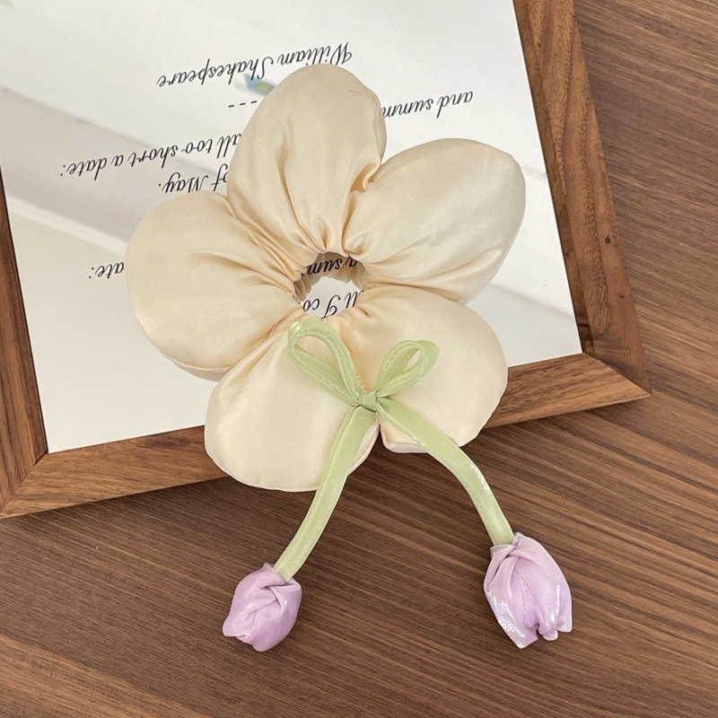 Kids Sweet Cloth Hair Rubber Band for School Daily Cute Flower Pattern