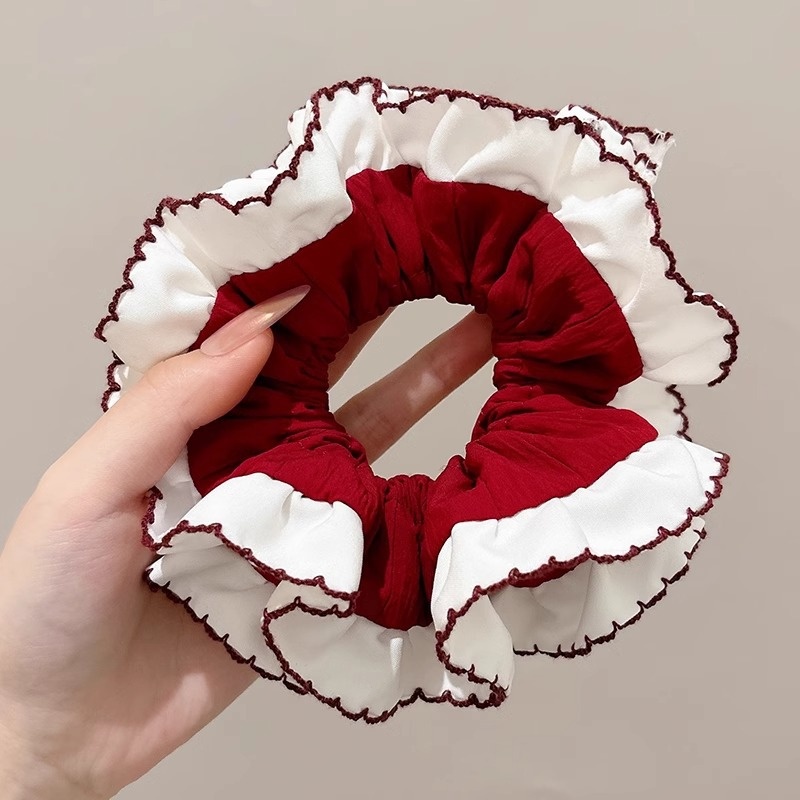 Women's Sweet Bun Scrunchie Hair Tie Multi-layer Lace Knit Cloth