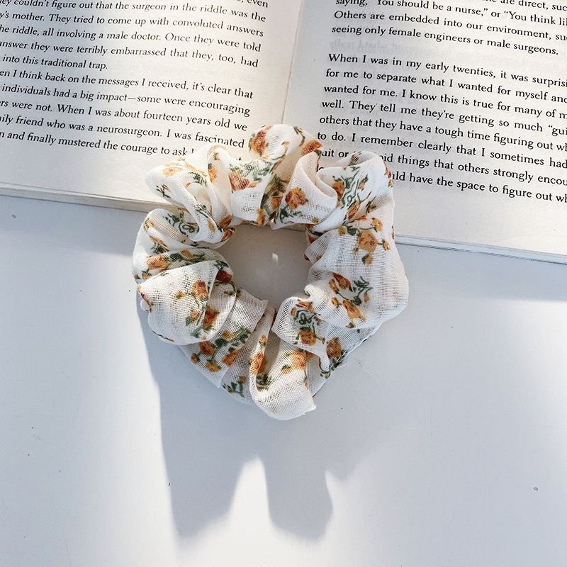 Women Daily Oversized High Elastic Lace Hair Scrunchie Elegant Floral