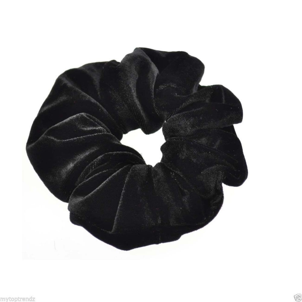 Ladies Winter Gold Velvet Bun Hair Scrunchies Ethnic Plaid Pattern