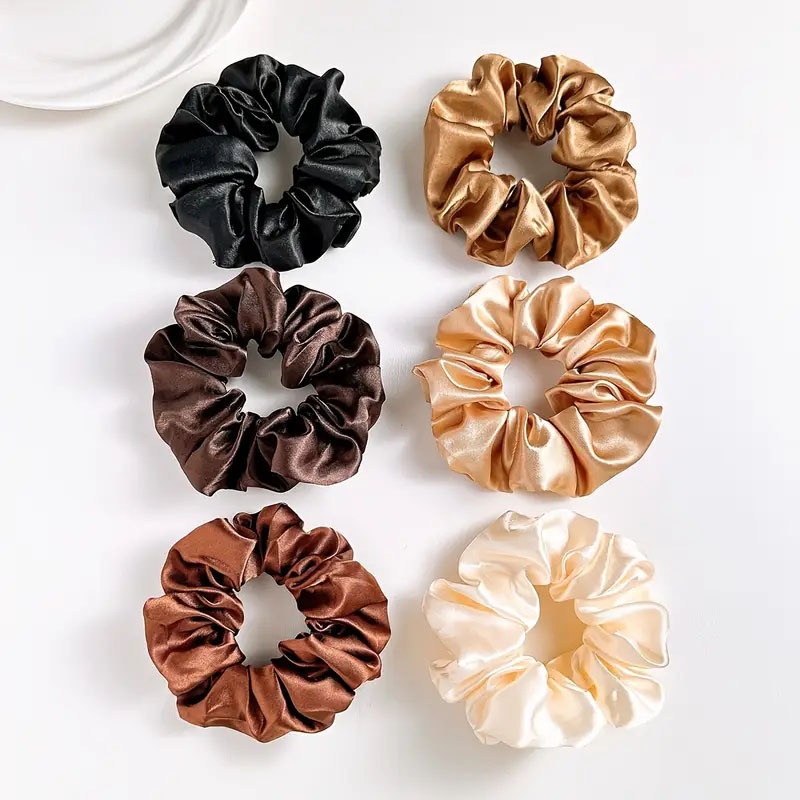 Women's Elegant Satin Large Scrunchie Damage-Free Hair Tie Solid Color