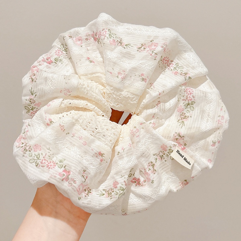 Women's Sweet Bun Scrunchie Hair Tie Multi-layer Lace Knit Cloth