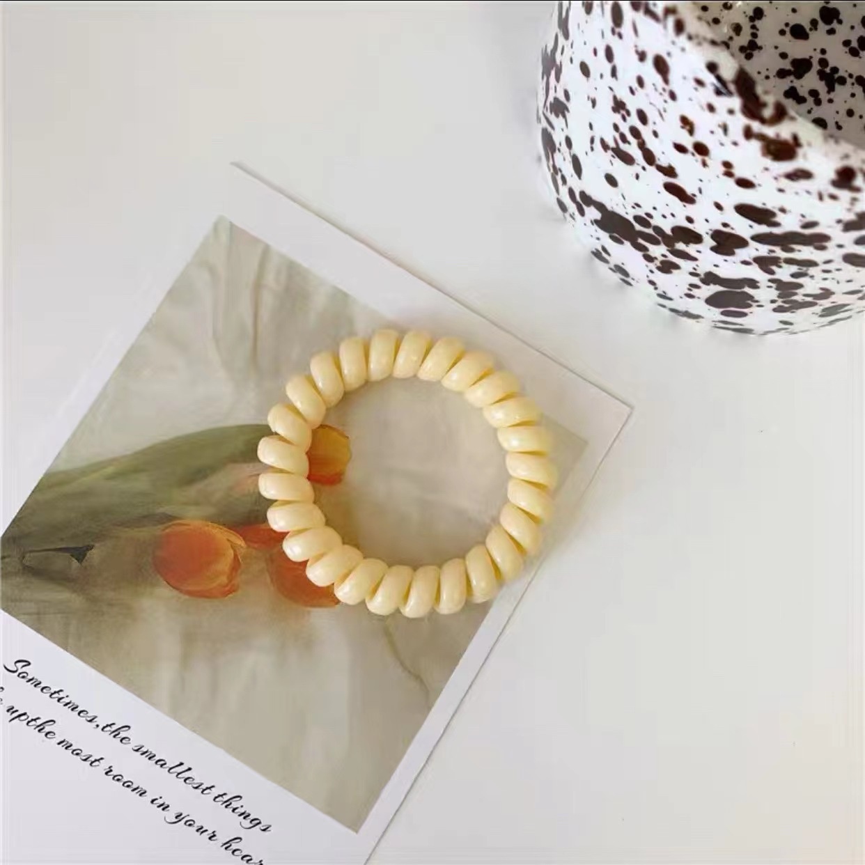 Girls Sweet Traceless Spiral Telephone Wire Hair Ties Candy Color