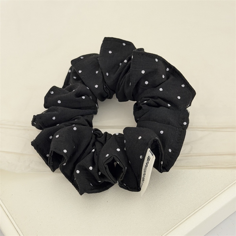 Women's Daily Soft Cloth Hair Tie Scrunchie White Blue Black Polka Dots