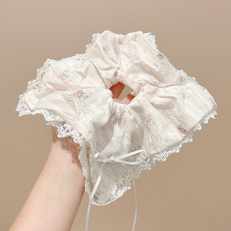 Women's Handmade Spring Ponytail Hair Scrunchie Checkered Fabric