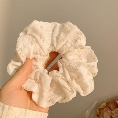 Women Spring Summer Cloth Hair Scrunchie Tie Romantic Polka Dot Lace
