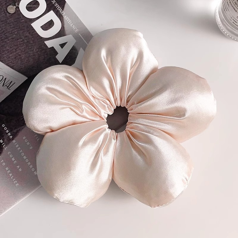 Women Daily Oversized High Elastic Lace Hair Scrunchie Elegant Floral