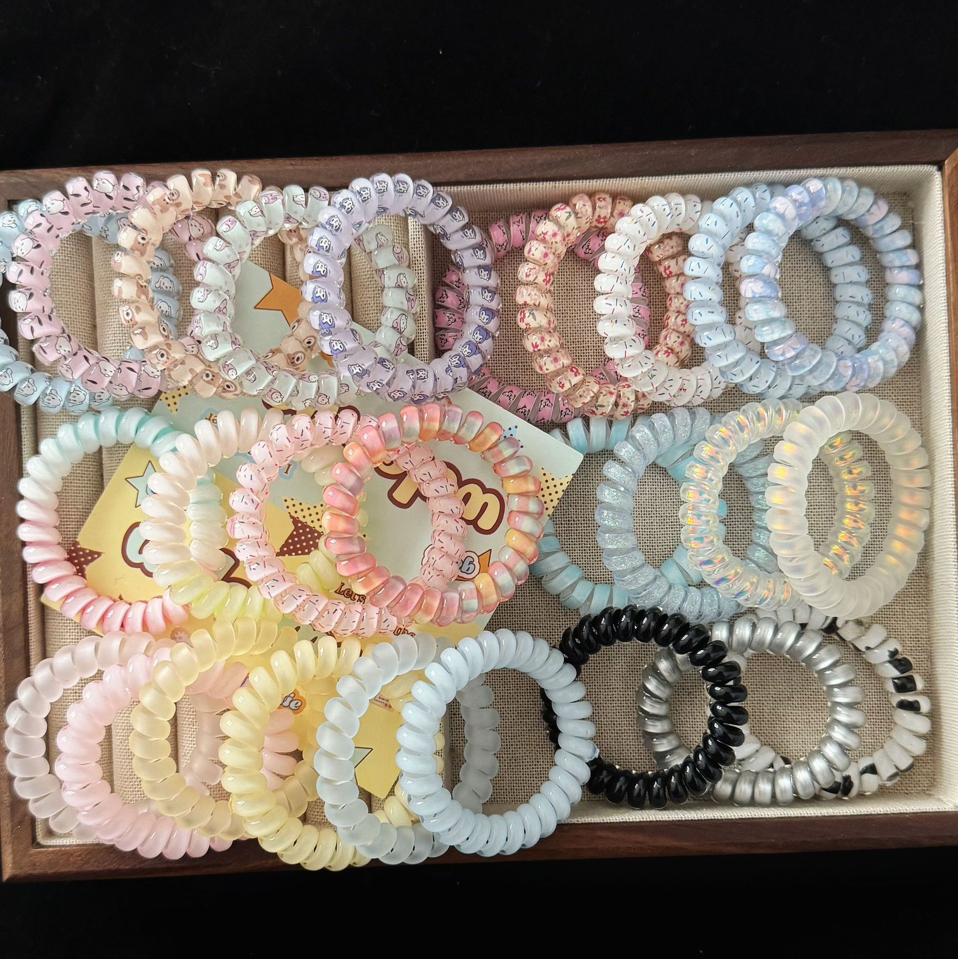 Girls Simple Telephone Cord Ponytail Hair Ties Summer Fresh Jelly Color
