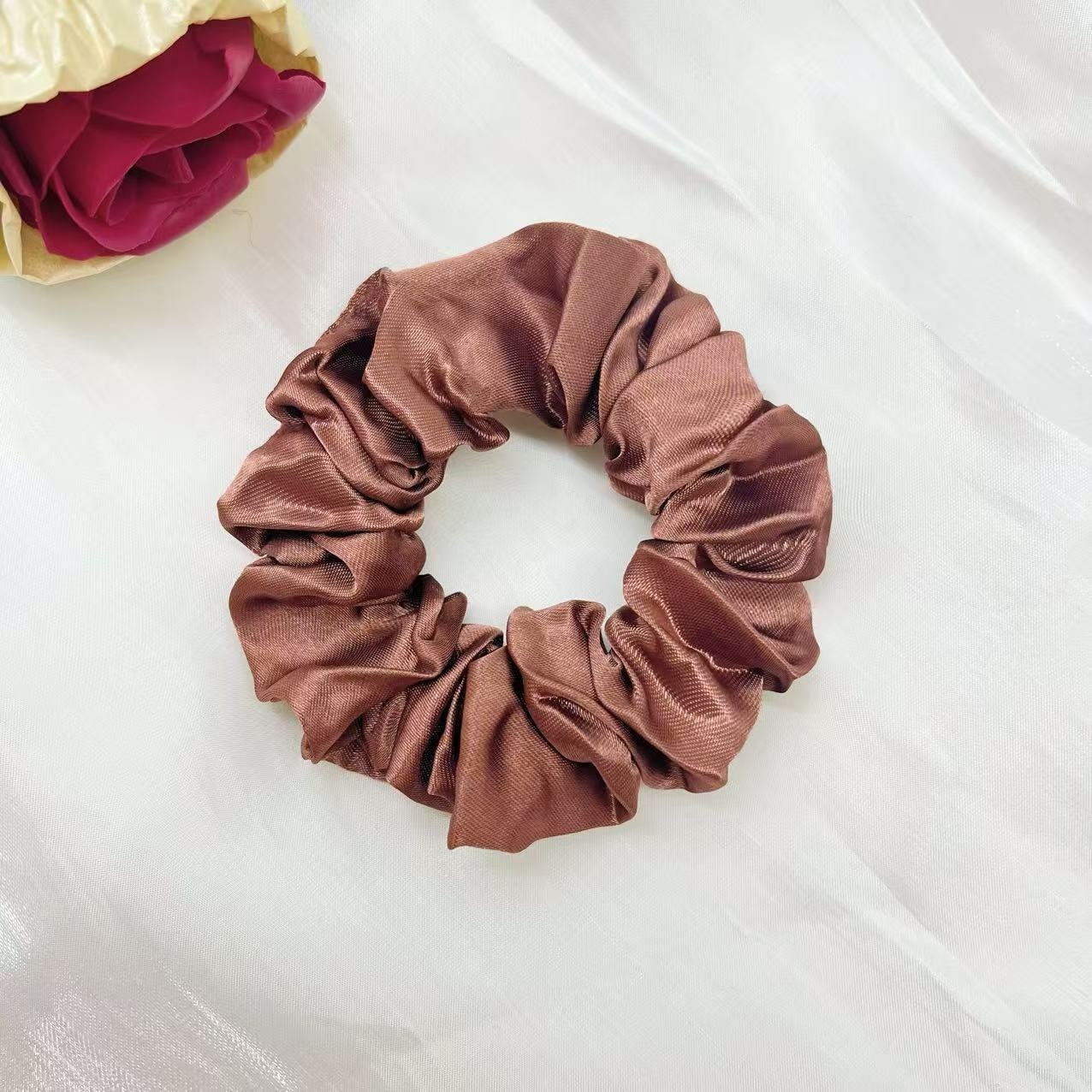 Women's Elegant Satin Large Scrunchie Damage-Free Hair Tie Solid Color