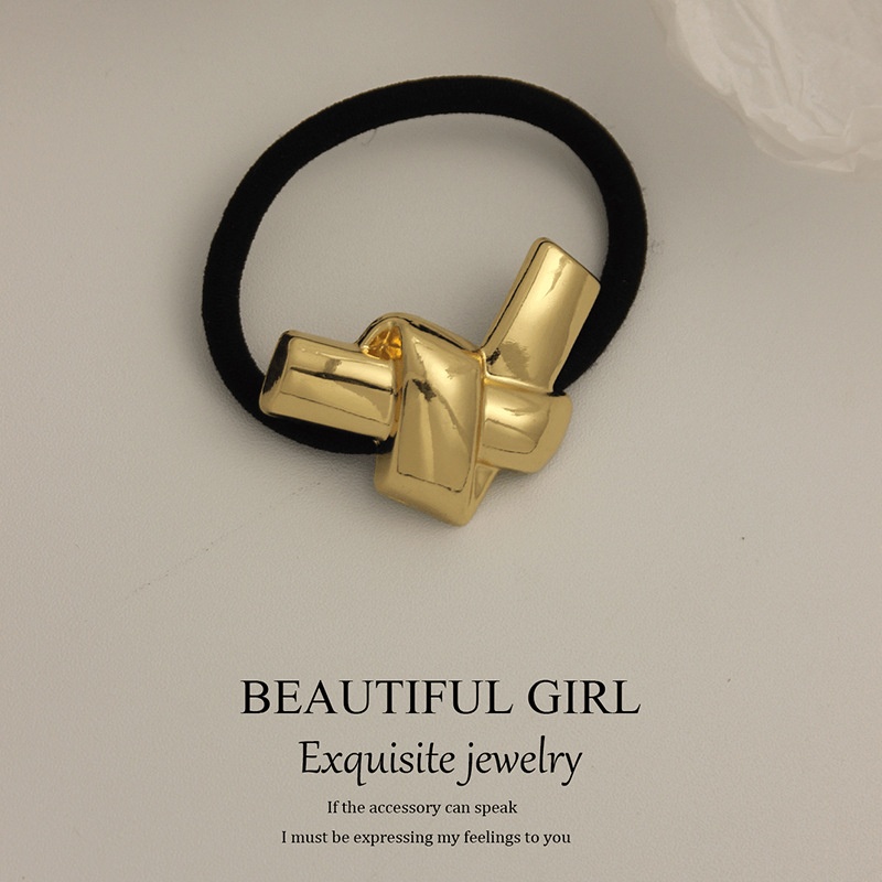 Women's Versatile Retro Alloy Elastic Hair Ties Round Cold Tone