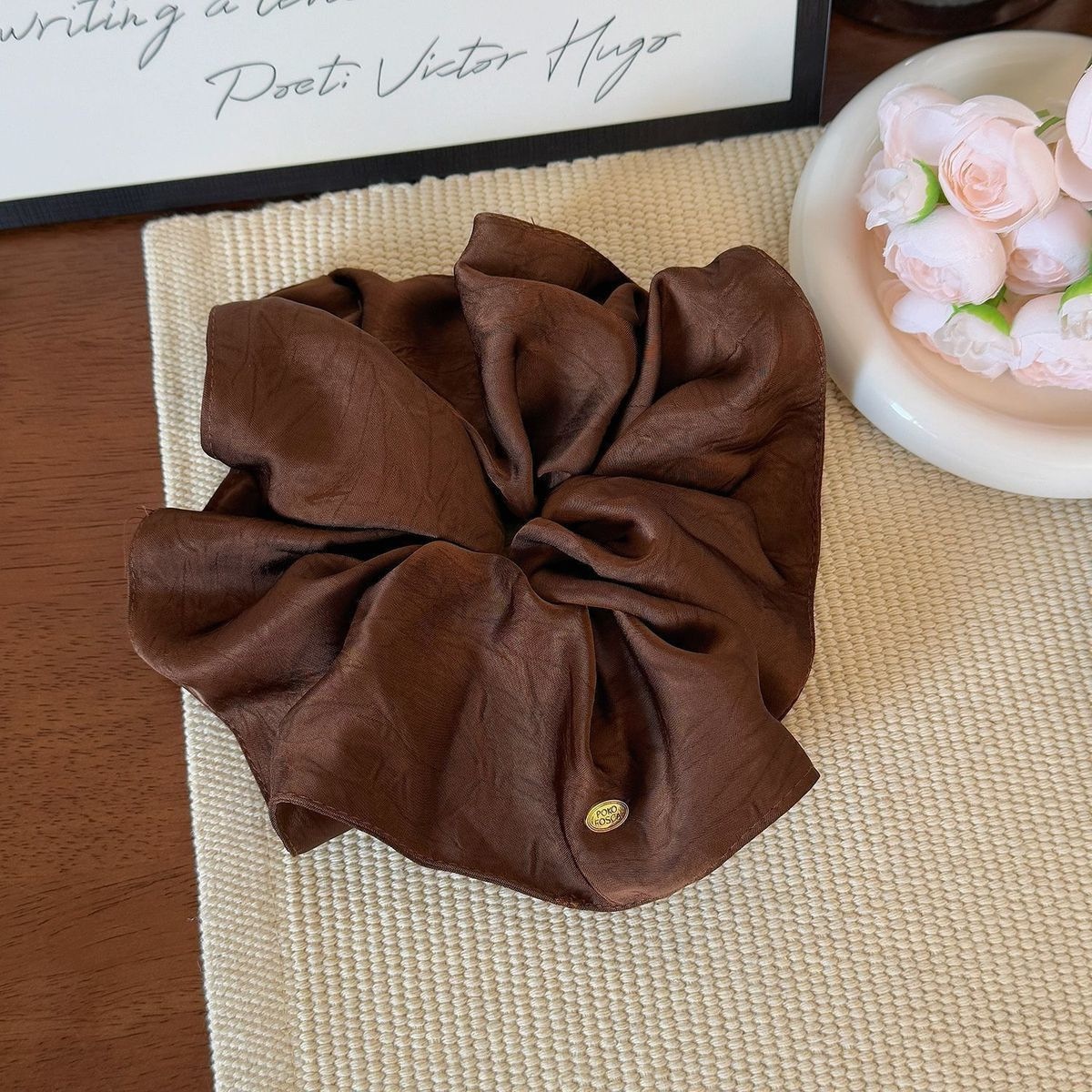 Women's Spring High-End Silky Pleated Pearl Streamer Large Hair Ring