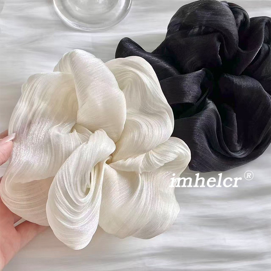 Women Soft Chiffon Hair Tie Elegant Spring Commute Style Beige