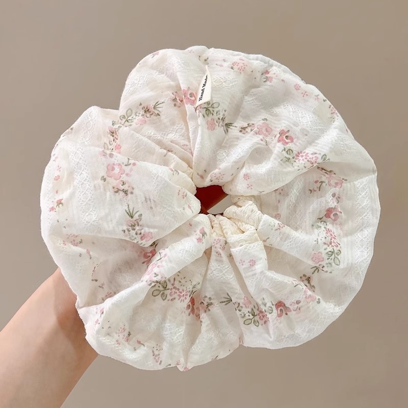 Women's Handmade Spring Ponytail Hair Scrunchie Checkered Fabric