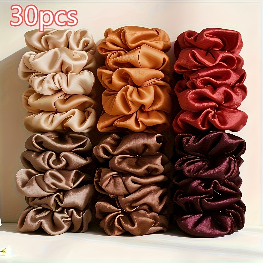 Women's 30pcs All-Season Non-Damaging Satin Hair Ties Solid Colors
