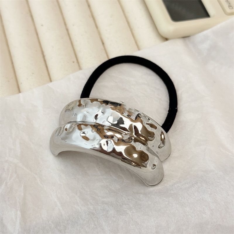 Women's Versatile Retro Alloy Elastic Hair Ties Round Cold Tone