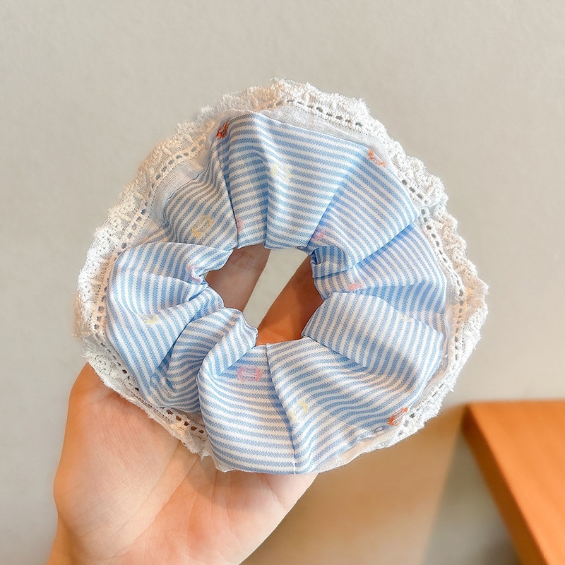 Women's Cloth Lace Scarf Scrunchie Daily Hair Tie Spring Tulip Floral