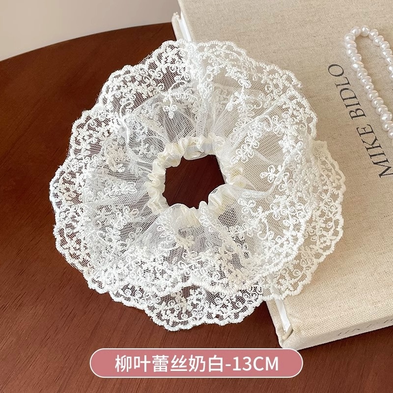 Women's Sweet Bun Scrunchie Hair Tie Multi-layer Lace Knit Cloth