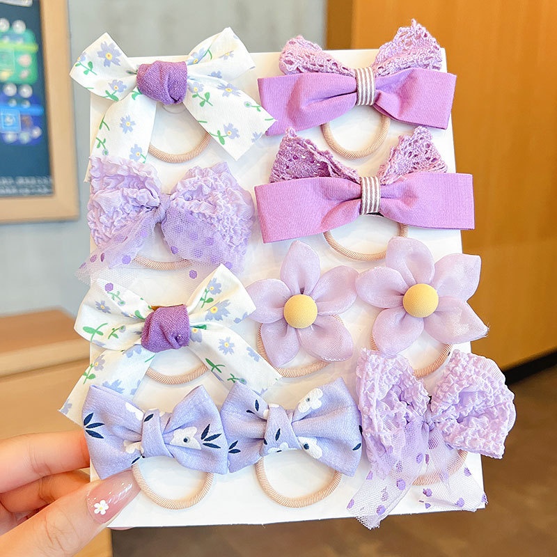 Baby Girls No-Damage Cloth Ponytail Hair Ties Sweet Floral Pattern