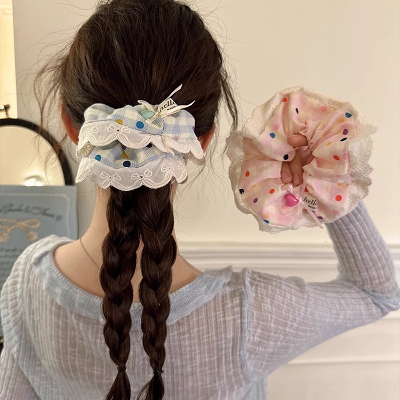 Women's Daily Damage-Free Fabric Hair Tie Floral Polka Dots Bow