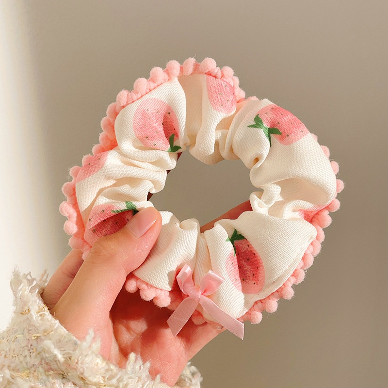 Women's Sweet Lace Ponytail Hair Tie Cloth Scrunchie Coral Lily Floral