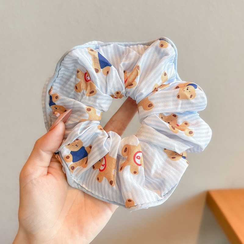 Women's Cloth Lace Scarf Scrunchie Daily Hair Tie Spring Tulip Floral