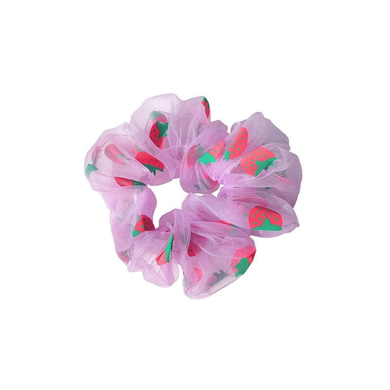 Women's Summer Gauze Hair Scrunchies Retro Strawberry Multicolor
