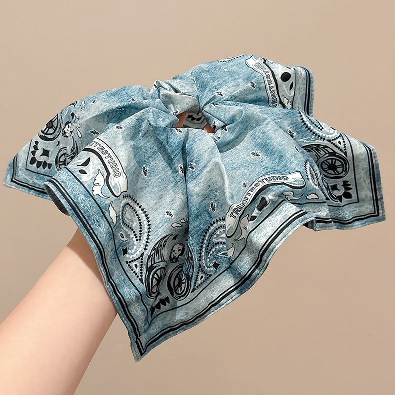 Women's Handmade Spring Ponytail Hair Scrunchie Checkered Fabric