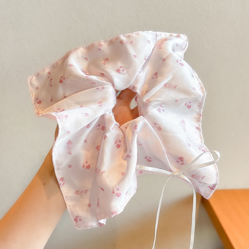 Women's Cloth Lace Scarf Scrunchie Daily Hair Tie Spring Tulip Floral