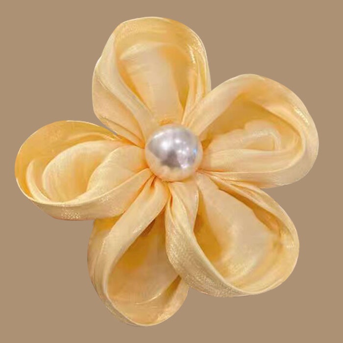 Women's High Elastic Pearl Telephone Cord Hair Tie Holiday Floral Scrunchie