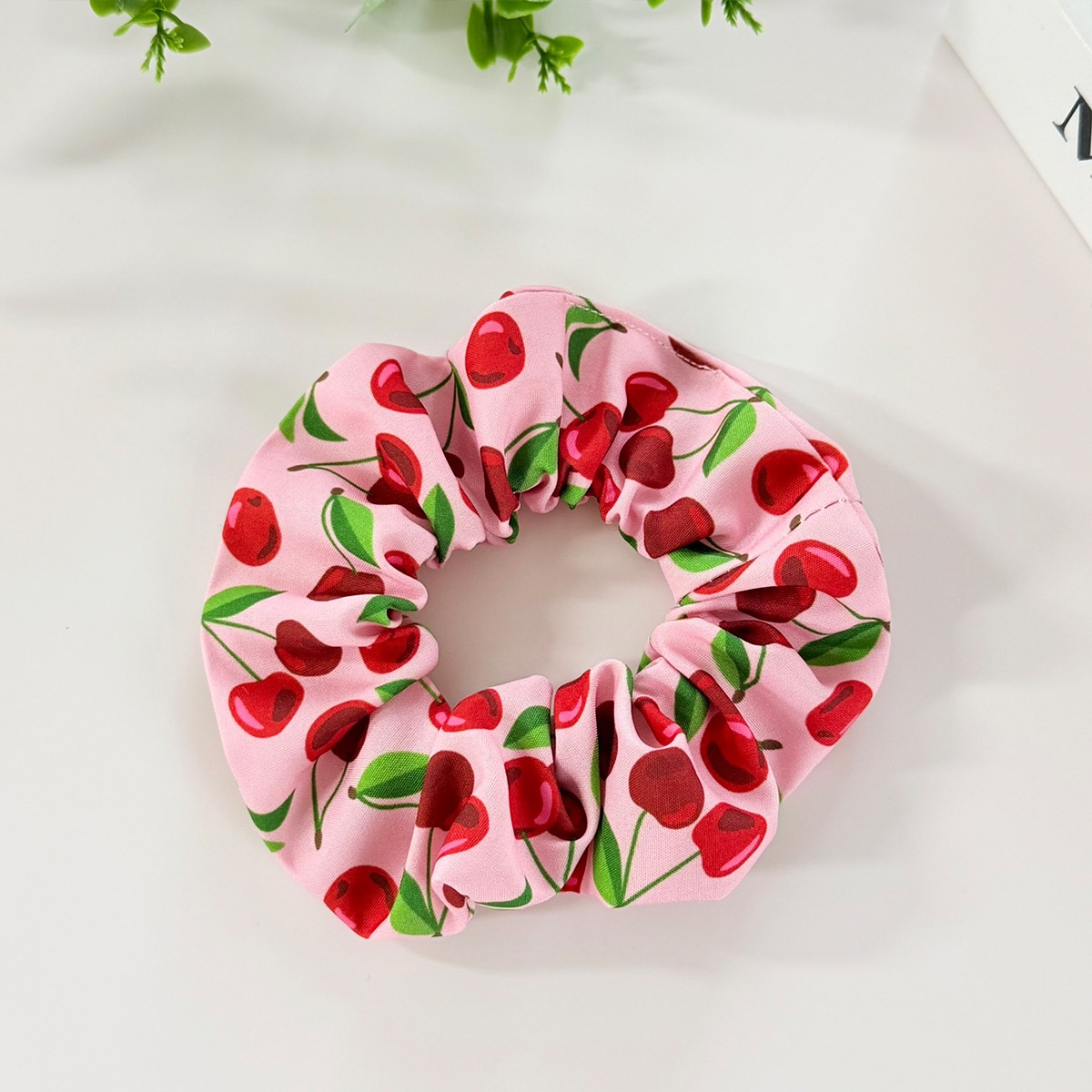 Women's High Elastic Fabric Hair Tie Sweet Cherry Strawberry Print