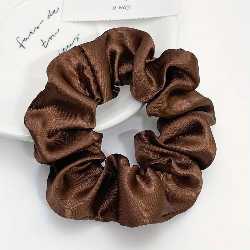 Women's Elegant Satin Large Scrunchie Damage-Free Hair Tie Solid Color