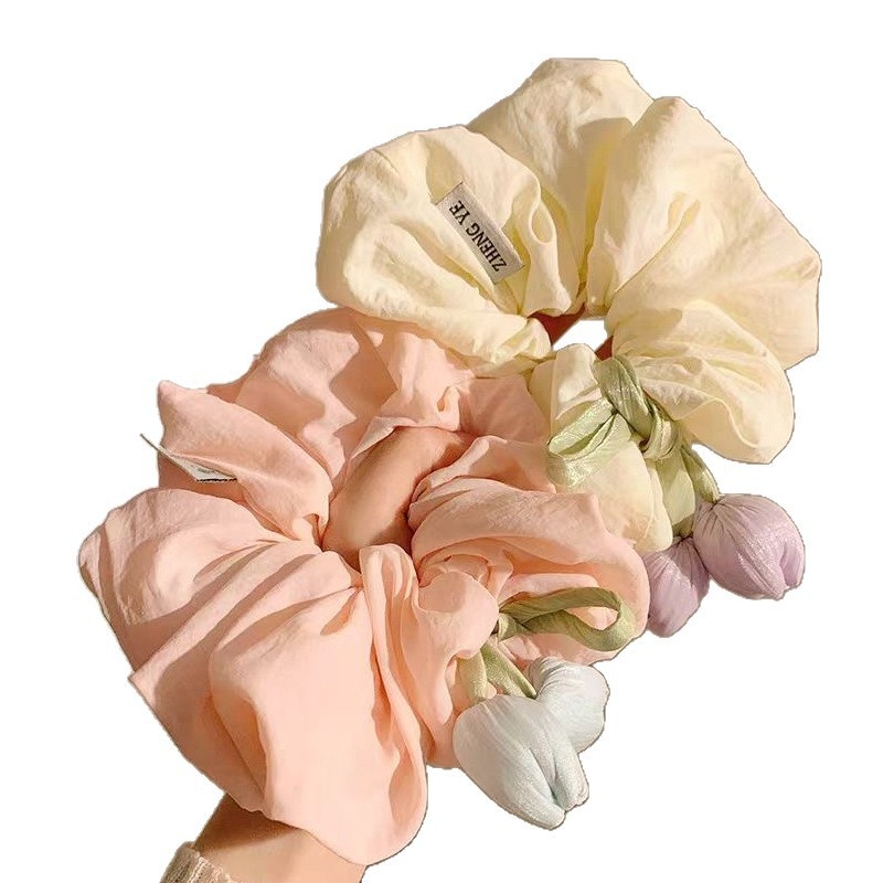 Women's Elegant Fabric Hair Tie For Weekend Selfies Large Tulip Floral