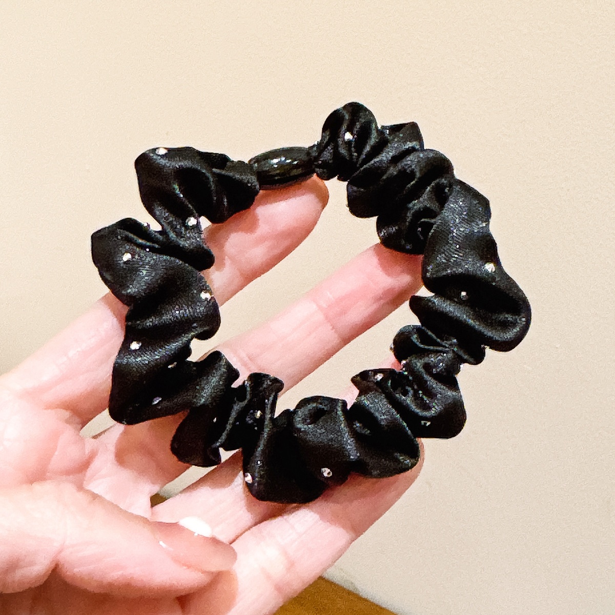 Women's Elegant Satin Hair Ties Party Elastic Hotfix Rhinestone Bands