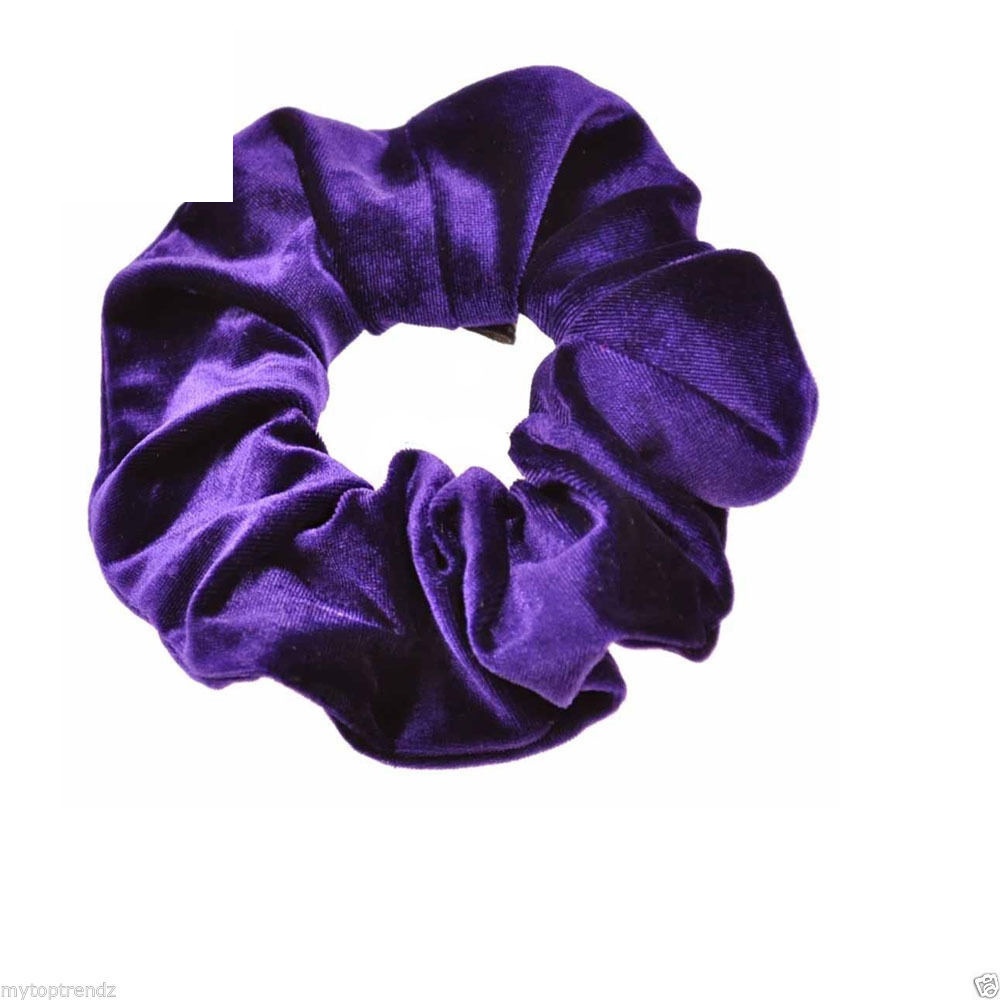 Ladies Winter Gold Velvet Bun Hair Scrunchies Ethnic Plaid Pattern