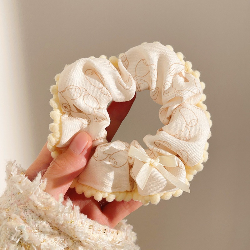 Women's Sweet Lace Ponytail Hair Tie Cloth Scrunchie Coral Lily Floral