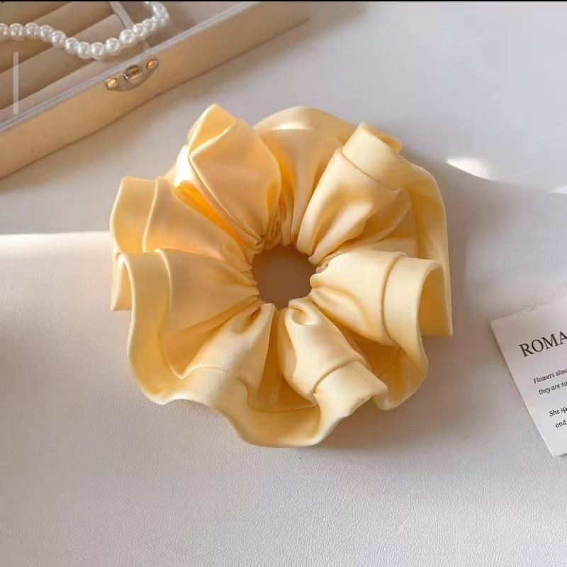 Women's All-Season Satin Flower Hair Tie Scrunchie Solid Colors
