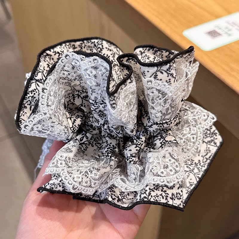 Women's Cloth Lace Scarf Scrunchie Daily Hair Tie Spring Tulip Floral