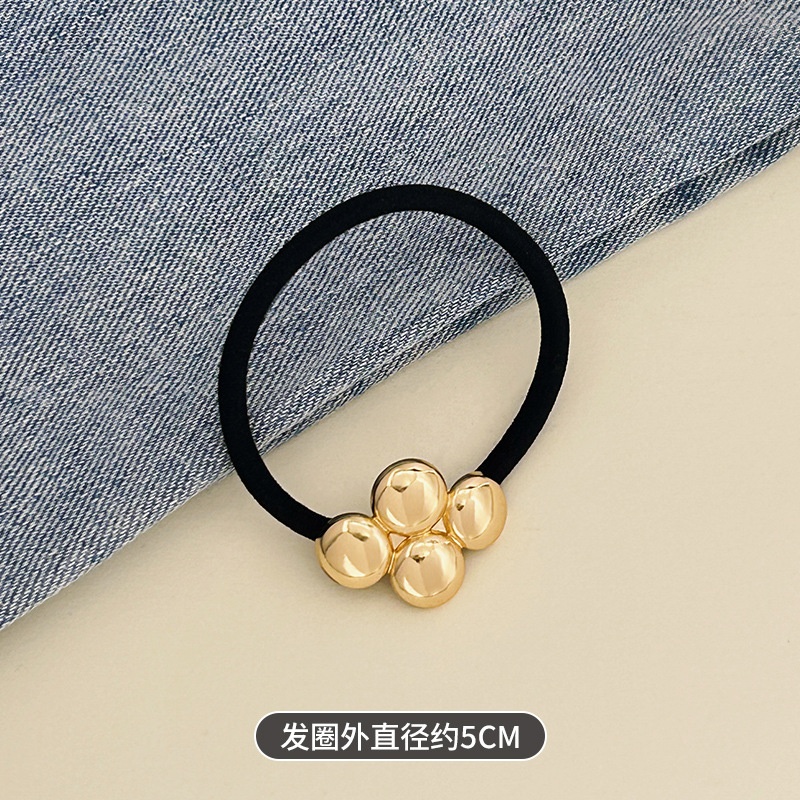Women's Versatile Retro Alloy Elastic Hair Ties Round Cold Tone