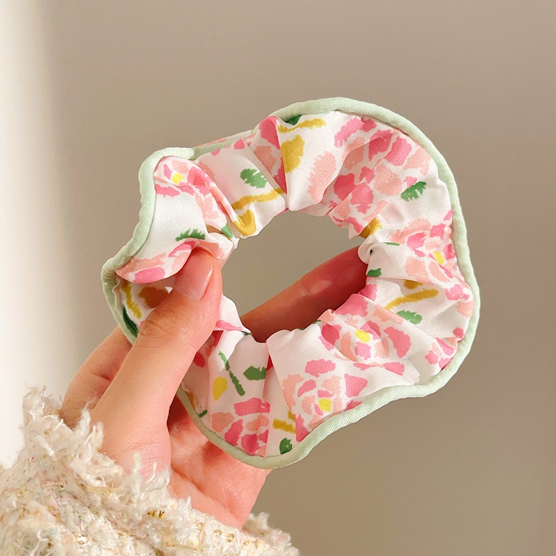 Women's Sweet Lace Ponytail Hair Tie Cloth Scrunchie Coral Lily Floral