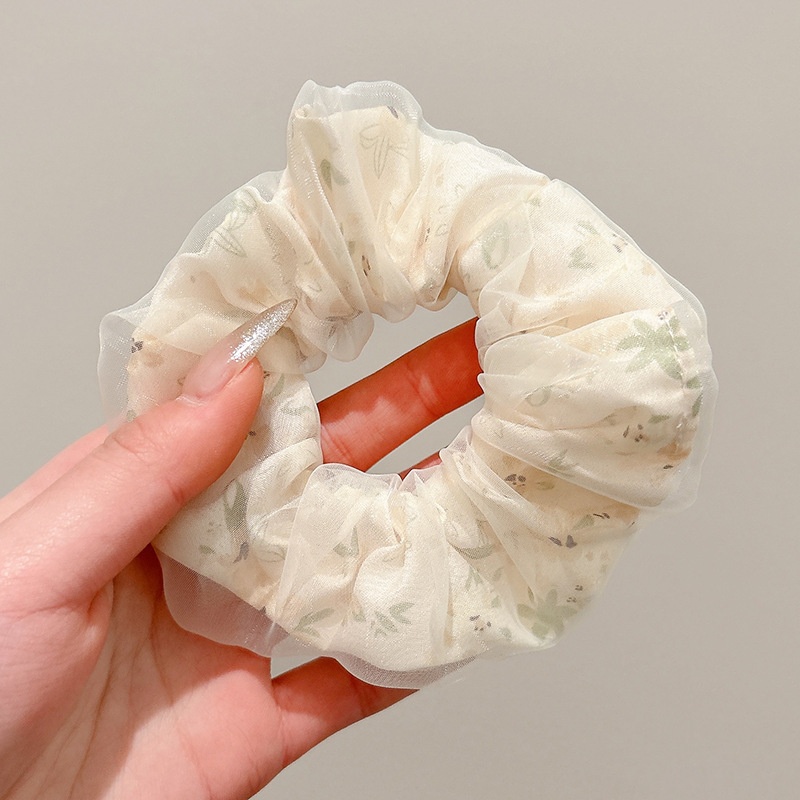 Women Daily Oversized High Elastic Lace Hair Scrunchie Elegant Floral