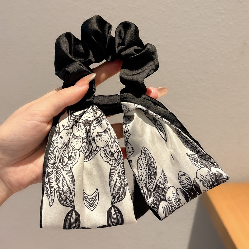 Women's Cloth Lace Scarf Scrunchie Daily Hair Tie Spring Tulip Floral