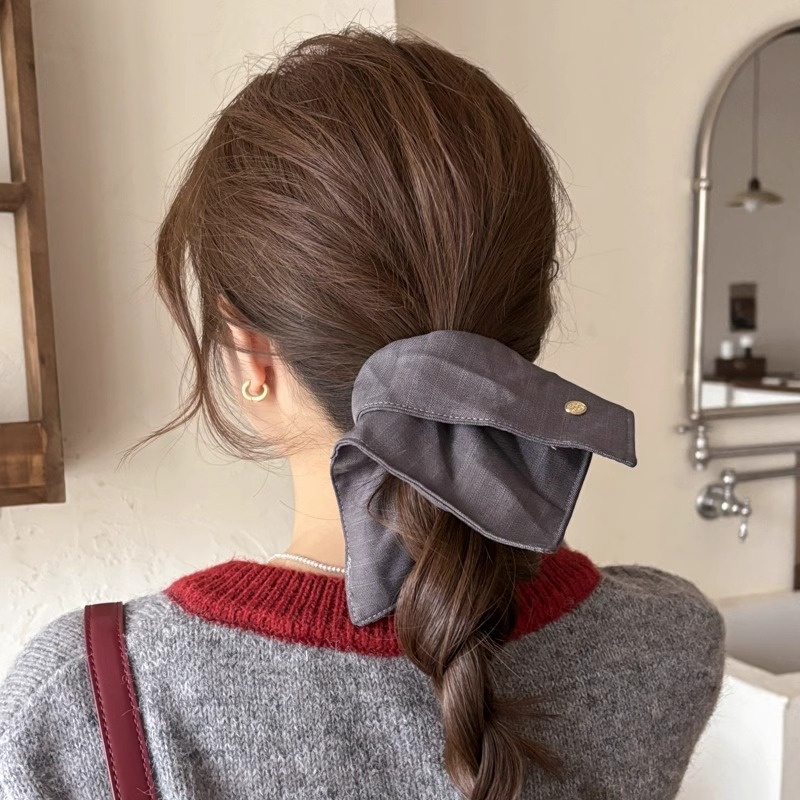 Women's Handmade Spring Ponytail Hair Scrunchie Checkered Fabric