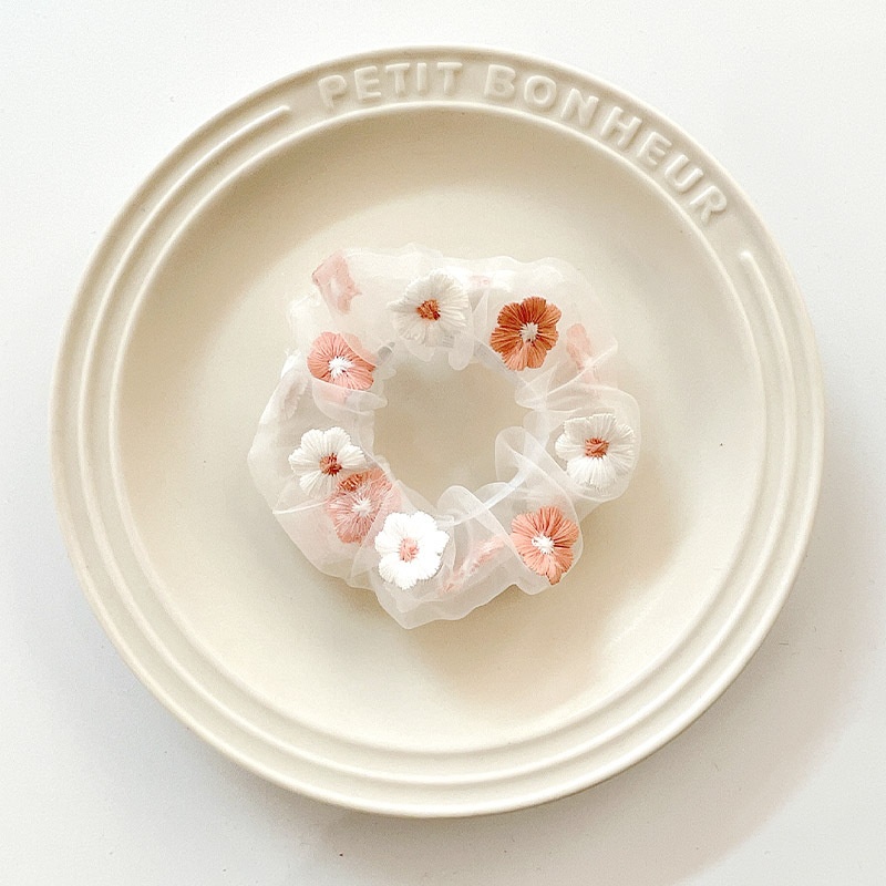 Women's Summer Fabric Scrunchie Pleated Plaid Leopard Hair Tie