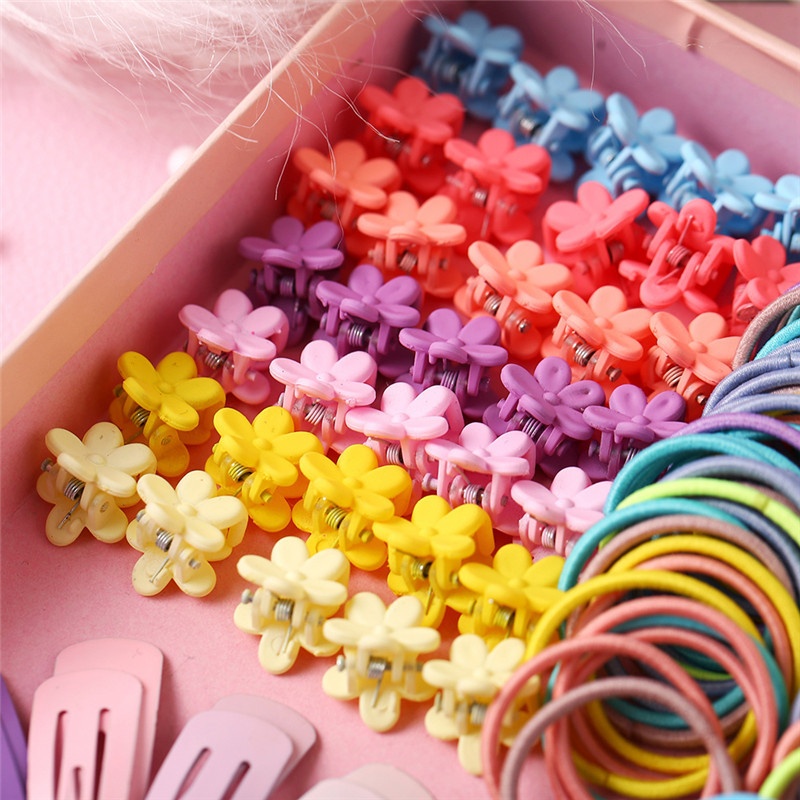 Girls Cute Hair Accessories Set Rubber Band Ties Simple Knitted Petals