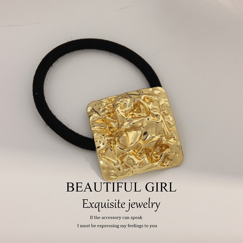 Women's Versatile Retro Alloy Elastic Hair Ties Round Cold Tone