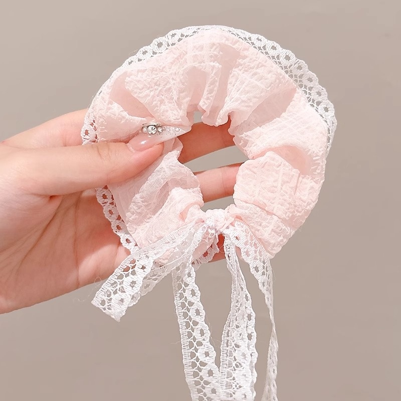 Women's Sweet Bun Scrunchie Hair Tie Multi-layer Lace Knit Cloth