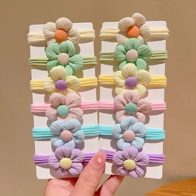 Girls High Elastic Cloth Ponytail Hair Bands Bright Dopamine Colors